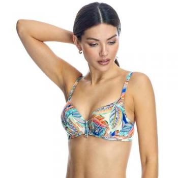 Top de bikini con aros y banda bajo pecho multicolor W241425 para mujer