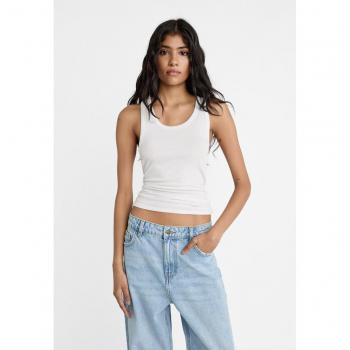 Stradivarius White Racerback Tank Top XS