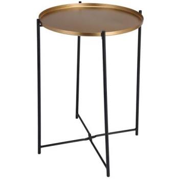 Mesa auxiliar redonda de metal dorado Ø35x47cm WellHome