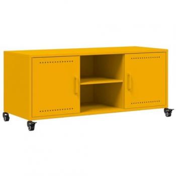 Mueble de TV de Acero Amarillo Mostaza 100,5x39x43,5 cm