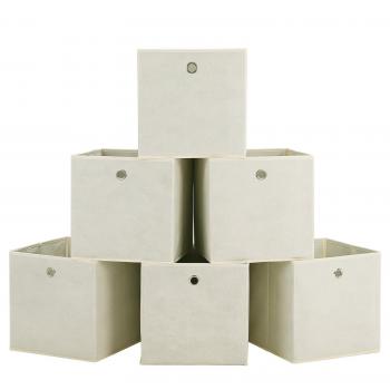 SONGMICS Juego de 6 Cajas de almacenaje Cubos de Tela Plegable 30 x 30 x 30 cm Beige RFB02M-3