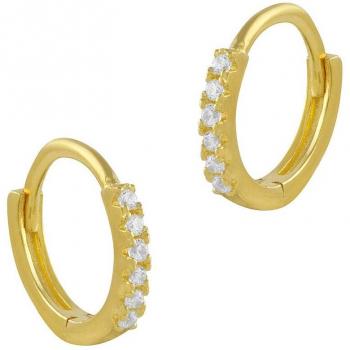 Pendientes de aro Mini de plata bañada en oro con circonitas blancas Itemporality SEA-201-227-UU Dreams