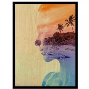 Impresión sobre Lienzo Multicolor Atardecer en Poliéster y Madera, 40x2,5x60 cm