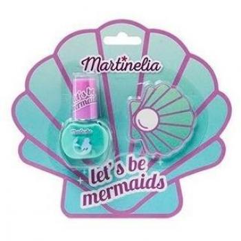 Conjunto de Uñas Infantil Let's Be Mermaids Nail Duo - Martinelia con Lima de Concha y Esmalte Rosa con Diseño de Sirena