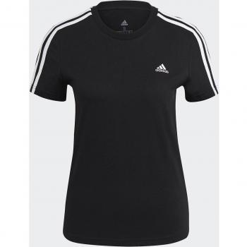 Adidas Women's Essentials Slim 3-Stripes T-Shirt Black Size S