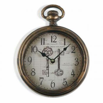 Reloj de Pared Decorativo Versa Keys Metal en Color Dorado (28 x 5 x 22 cm)