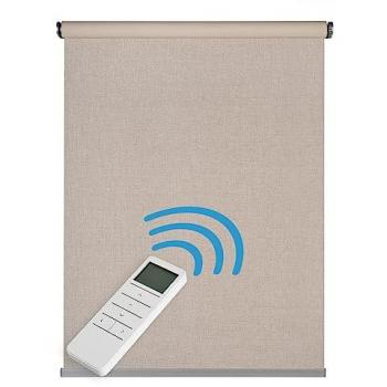 Estor Motorizado Enrollable Opaco Blackout Automático con Batería y Mando Premium Beige 140x250 cm