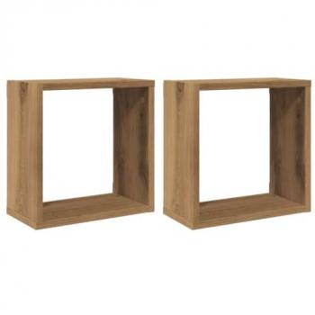 Estantes Cubo de Pared 2 uds Madera Roble Artisan 30x15x30 cm
