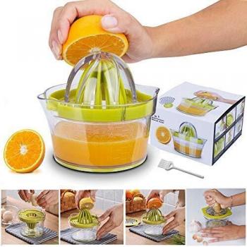 Yoyika 4 en 1 Exprimidor Zumo Manual, Exprimidor de Mano Portátil para Naranja Limón Lima y Cítricos, Rallador de Ajo/Jengibre/Patatas/Zanahorias, Separador de Yemas de Huevo con Recipiente de 400ml