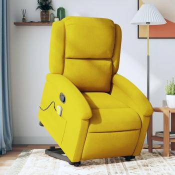 Silla reclinable de masaje elevable de terciopelo amarillo Vidaxl