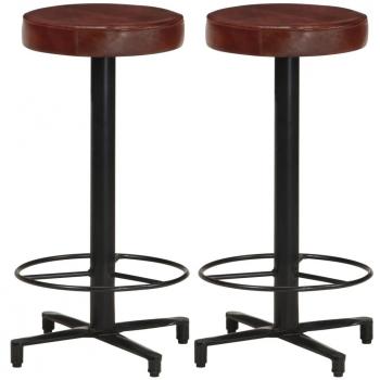 Taburetes de barra de cocina 2 unidades cuero auténtico 66 cm