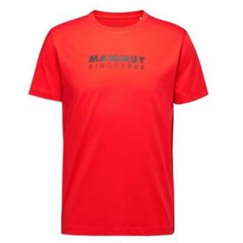Camiseta Mammut Core Logo Roja Negra Manga Corta XL Algodón Orgánico Sostenible
