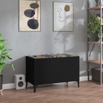 Mueble para discos de madera contrachapada negro 74,5x38x48 cm