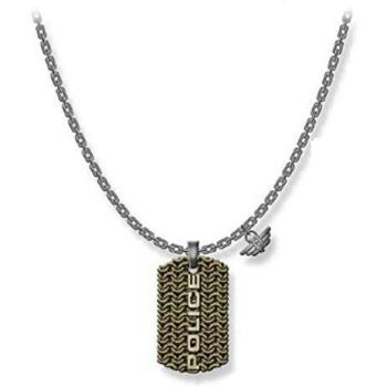 Police Collar Hombre - Cadena Negra - Acero con Colgante Dorado - PJ.26565PSQG-03
