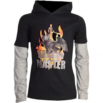Dragons DreamWorks Niños Double de con Capucha/Sudadera con Capucha Toothless & Hicks, Negro Negro 140-146 cm