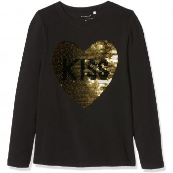 NAME IT Nkfnisanin LS Top Noos, Camisa Manga Larga para Niñas, Negro