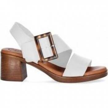 Chika10 Gotica 08 Sandalias de Tacón para Mujer en Piel Color Blanco con Cierre de Hebilla