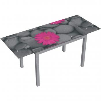 SzSuárez Mesa Extensible de Cocina 110 x70 x 75 cm Cristal Templado Flores y Piedras