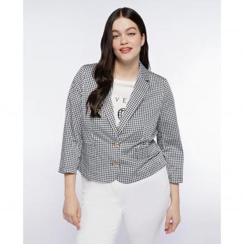 Blazer de cuadros Vichy entallado con solapas anchas para mujer