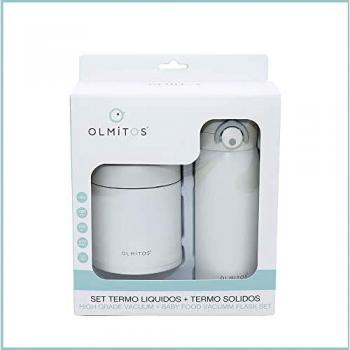 Set de Termo Solido y Liquido Olmitos (Blanco) Pack Termo papillero y Termo para líquidos a juego