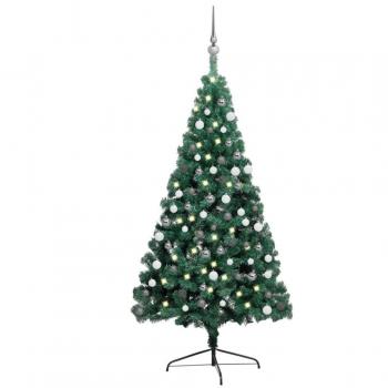 vidaXL Artificial Half Pre-lit Christmas Tree with Ball Set Green 120 cm