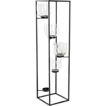 Portavela hierro cristal 18x18x76 5 portavelas