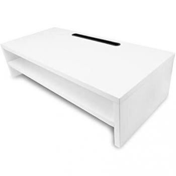 Phoenix Soporte Elevador de Monitor de Madera con 2 Alturas, Soporte para Teléfono y Gestión de Cables Ancho 54 x Alto 14 x Fondo 25.5 cm