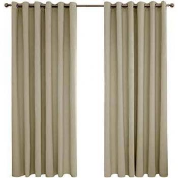 Deconovo Cortinas de Salón Habitacion Opacas Térmicas Aislantes Dormitorio para Habitacion Moderna con Ojales 2 Piezas 229 x 274 cm Beige Claro