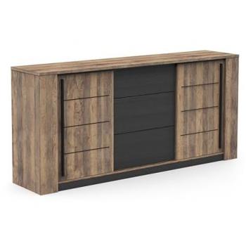 Aparador Salón Mónaco 206 cm con Almacenaje en Roble Saloon y Negro Estructurado