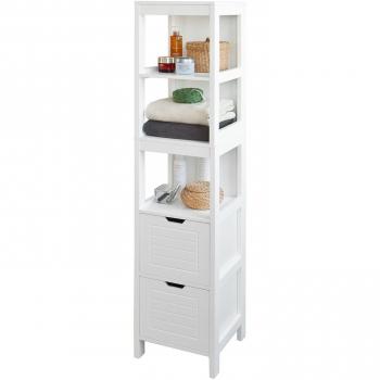 SoBuy Mueble Columna de baño Armario para baño-3 estantes y 2 cajones FRG126-W,ES