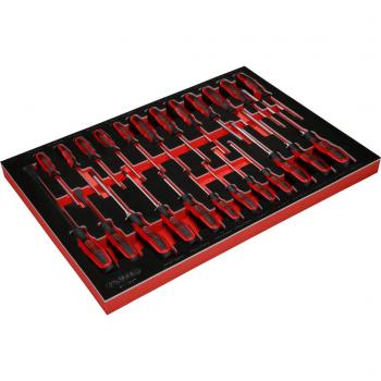 Juego de destornilladores en inserto de gomaespuma, 24 piezas
