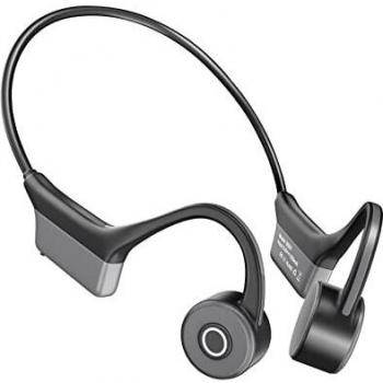 Auriculares de conducción ósea, WANFEI Auriculares inalámbricos Bluetooth 5.0 de conducción ósea con micrófono IP55 Aleación de Titanio Auriculares Deportivos con Bluetooth para Jogging