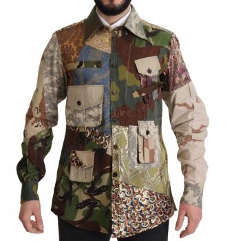 Dolce & Gabbana Multicolor Button Down Patchwork Shirt - IT42 | XL