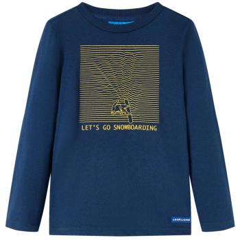 Camiseta para Niños Manga Larga Estampado de Snowboard Jersey Ropa Azul Marino 140