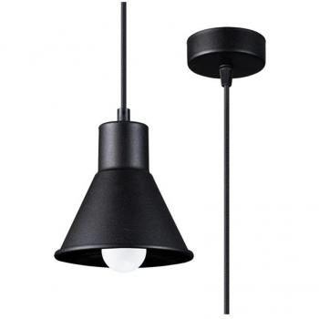 Lámpara colgante Taleja Cúpula Acero Negro 1 bombilla 120cm