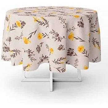 ORYX 5544066 Mantel Hule Redondo Flores Amarillas Impermeable Antimanchas PVC Ø140 cm. Uso Interior y Exterior, Cloruro de polivinilo, Multicolor