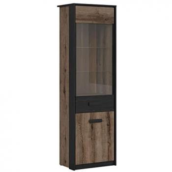 Vitrina 2 puertas estratificada beige y negra con diseño romane de madera