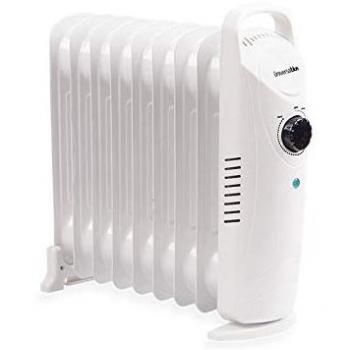 UNIVERSALBLUE | Calefactor Mini de Aceite | Radiador 1000W | Color Blanco | 9 Elementos Calefactores | Silencioso | Sistema de Seguridad | Termostato Ajustable