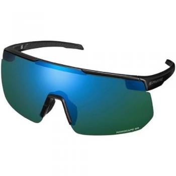Shimano Gafas de Sol S-phyre 2 Negro Adulto con lente Ridescape Gravel azul, diseño unisex para ciclismo