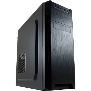 Caja de PC Midi Tower LC Power 7040B - ATX, USB 3.0, Negro con Acabado en Aluminio Cepillado