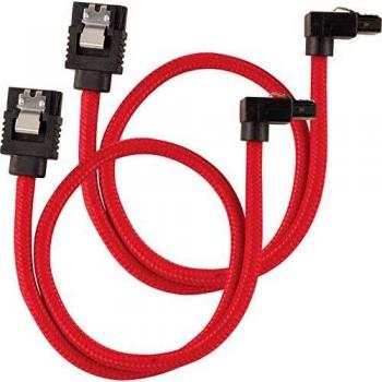 Corsair Premium Sleeved SATA 6Gbps 30cm 90° Rojo Cable SATA
