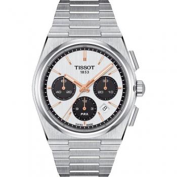 Tissot T-Classic PRX Chronograph Automatic Watch with White Dial for Men