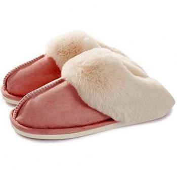 Zapatillas de Casa para Mujer Hombre Antideslizante Fur Pantuflas Cálido Invierno Calienta Interior y Exterior Rosa 36.5-38