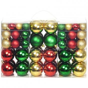 Bolas de Navidad 100 piezas rojo/dorado/verde