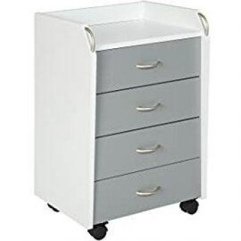 Caisson de Bureau Printi - 4 Cajones - 40 x 36 x 65 cm - Blanco y Gris