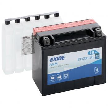Batería Exide Moto 12V AGM ETX20H-BS, 18 Ah (C10), 270A (EN), dimensiones: 175x87x155mm
