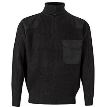 Jersey de punto grueso unicolor con cuello alto Velilla Serie 101 - Negro - Talla L