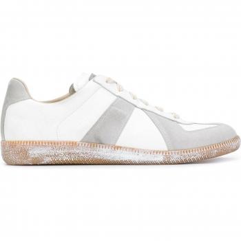 Maison Margiela Replica Sneakers with Hand Painted Sole in White/Grey, Size 42