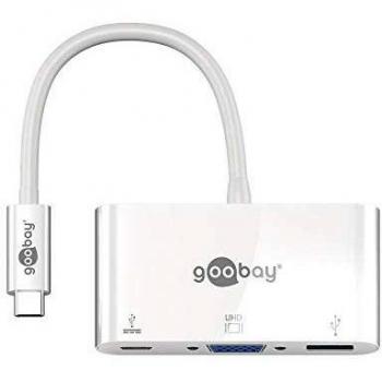 Adaptador Multiport USB-C 3.0 con VGA y Power Delivery (60W) - Blanco, 0.15 m
