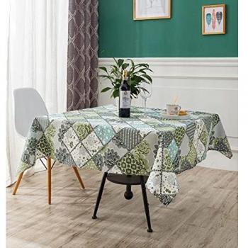 DALINA TEXTIL Mantel de Mesa Antimanchas Rectangular de Estampado Cuadros Pétalos Tejido Impermeable